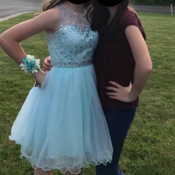 Teal Short Prom Dress - Picture 2 of 8